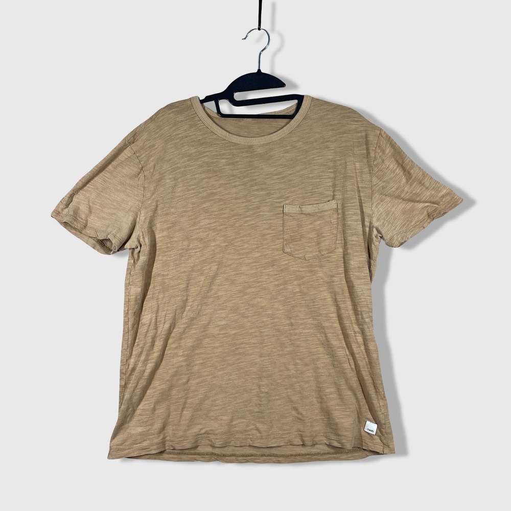 Vuori Short Sleeve Pocket Tee Women Large Tan Slub Knit Minimalist Gorpcore